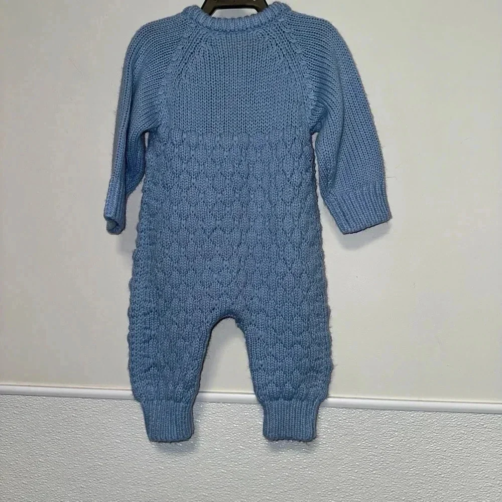 Baby Boy Winter Romper Jumpsuit 66 Light Blue (6 months) Wooden Buttons